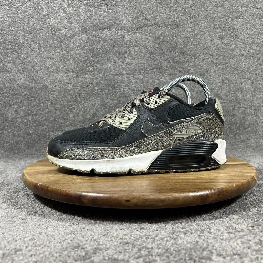 Nike Air Max 90 SE GS Grind CQ9909-001 Kid's Size 5Y Black Particle Shoes Used